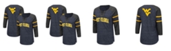 Colosseum Women's Navy and Heathered Charcoal West Virginia Mountaineers Scienta Pasadena Raglan 3/4 Sleeve Lace-Up T-shirt